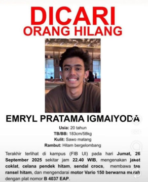 Ilustrasi mahasiswa UI yang hilang beredar di Medsos. [Instagram]